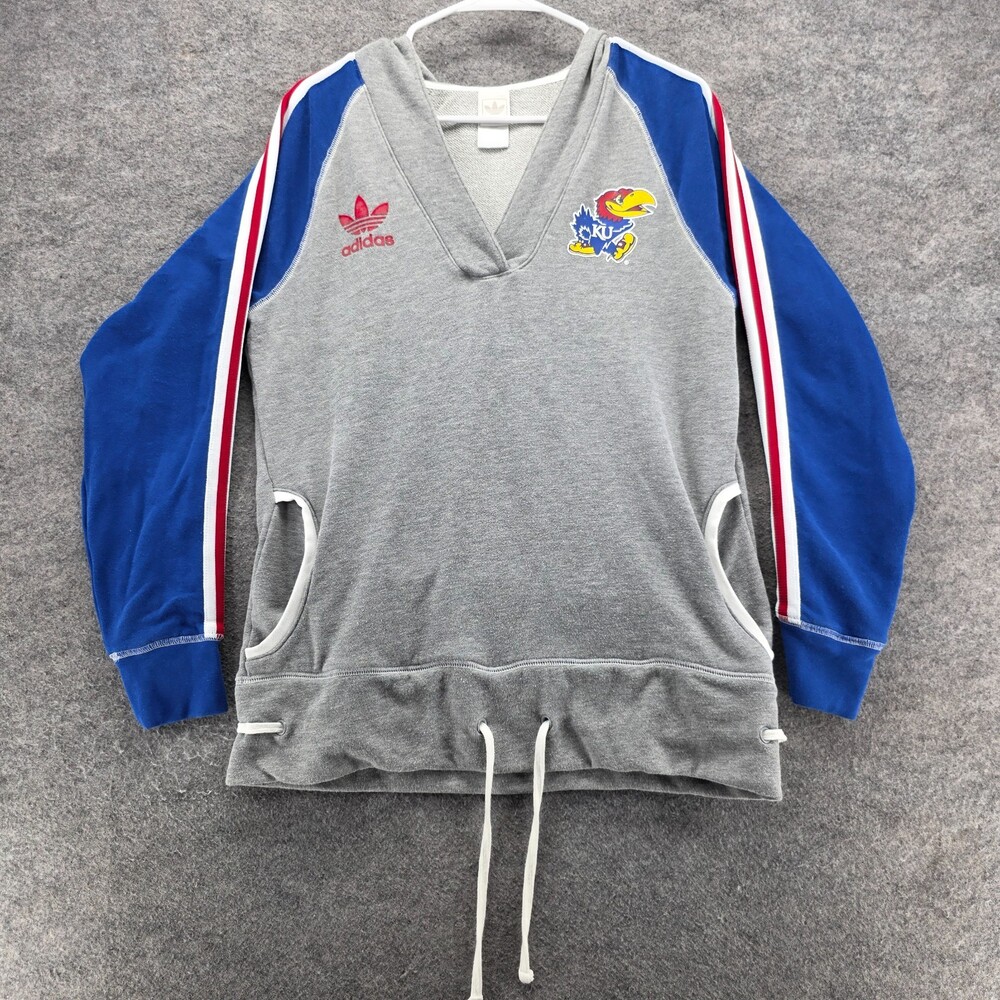 Kansas Jayhawks Hoodie Womens Large Adidas Gray Hooded Sweatshirt